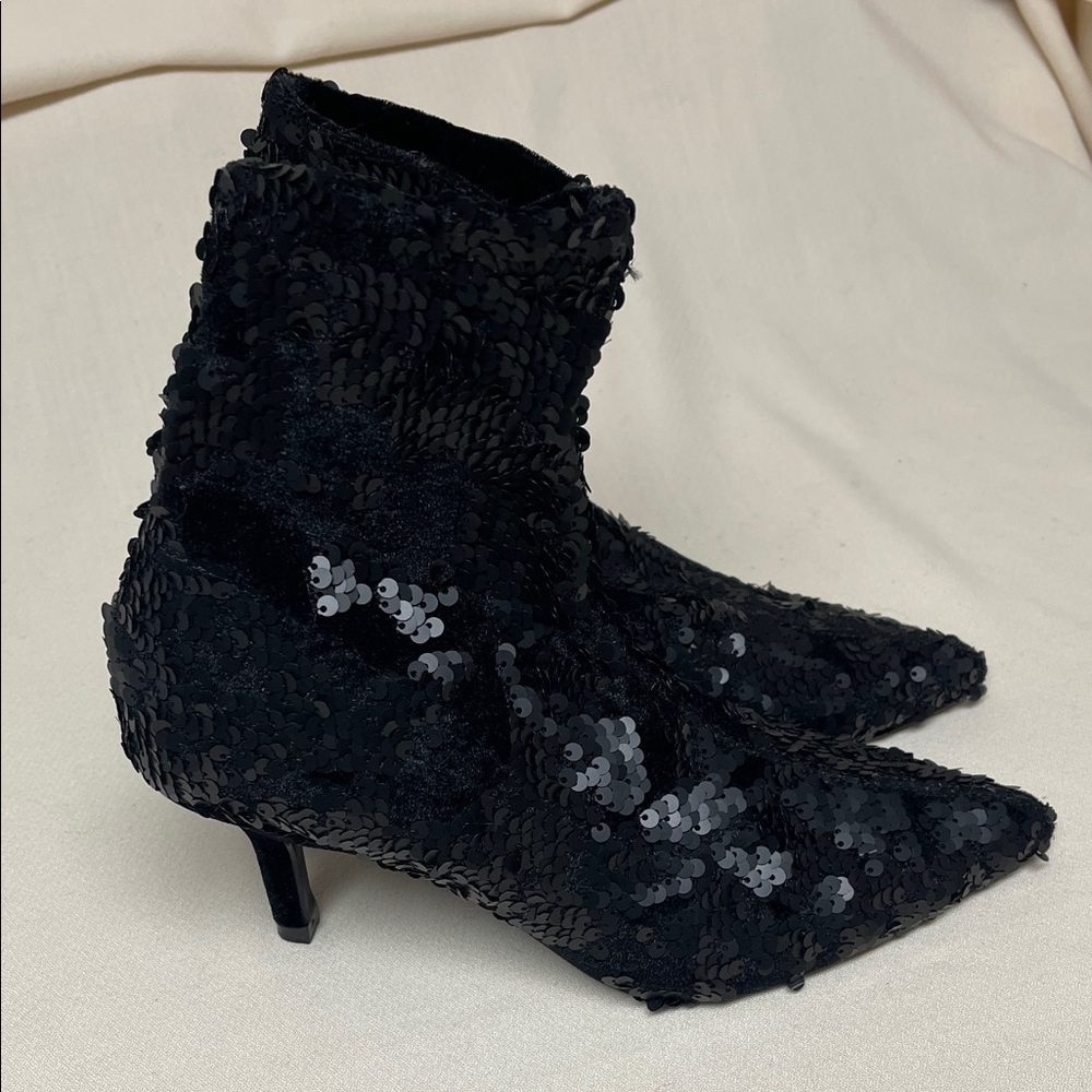Zara Sparkling Black Heeled Boots